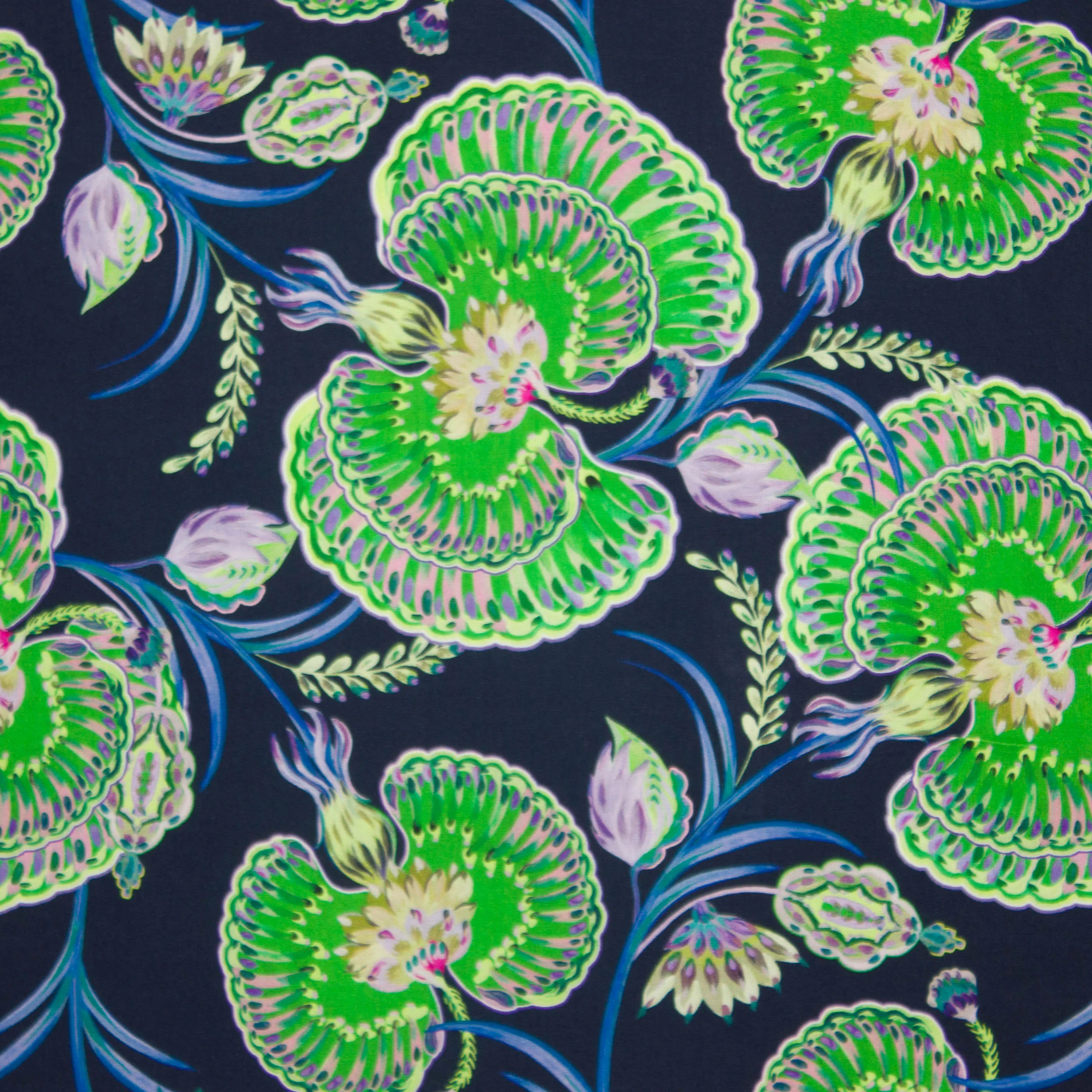Viscose blauw met waterlelies - A la Ville